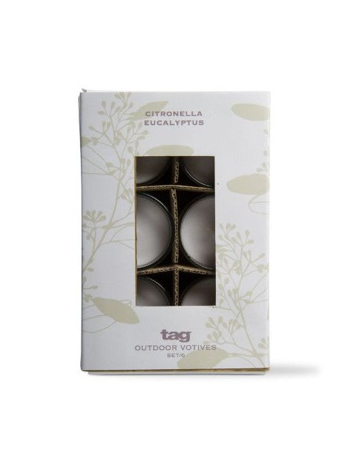 Citro eucalyptus glass votives set of 6 - Ivory