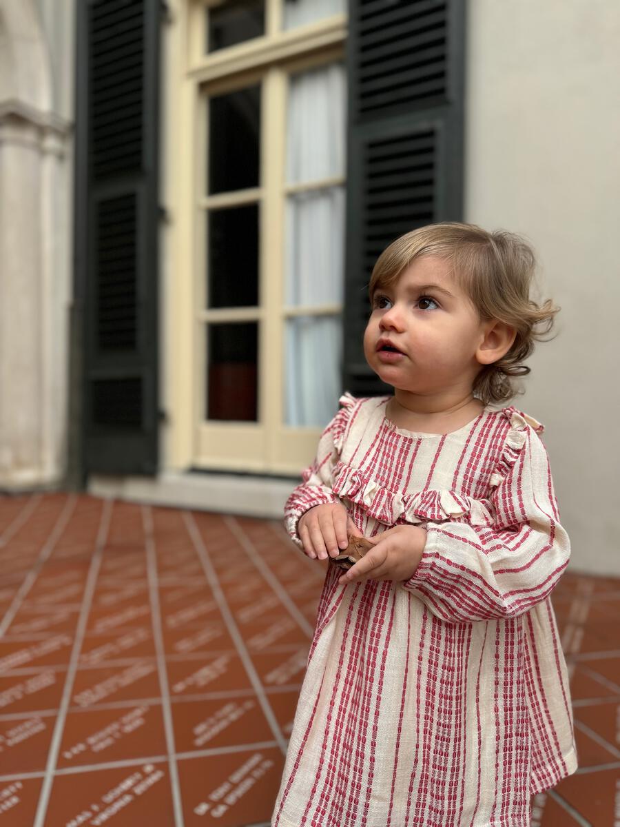 Long sleeve dress with frilled placket