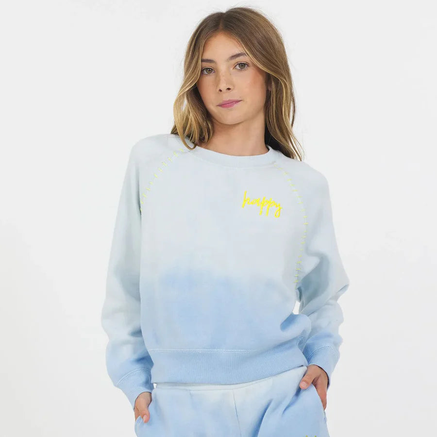 Ombre Blue HandStitched Happy Crew