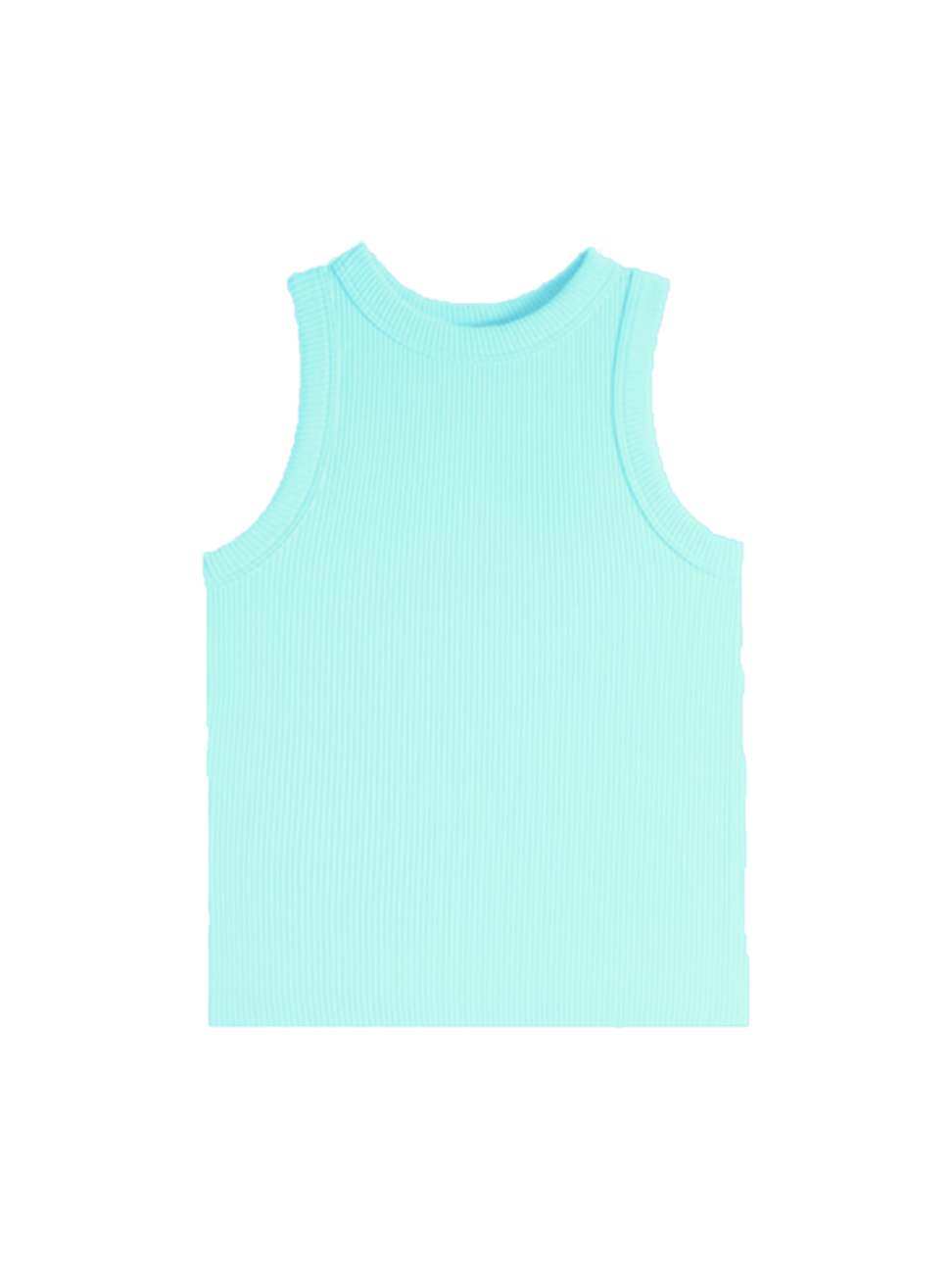 High Neck Ribbed Seamless Tank Aqua