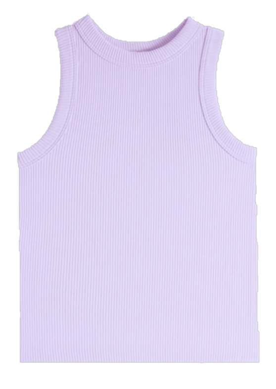 High Neck Ribbed Tank Lavender