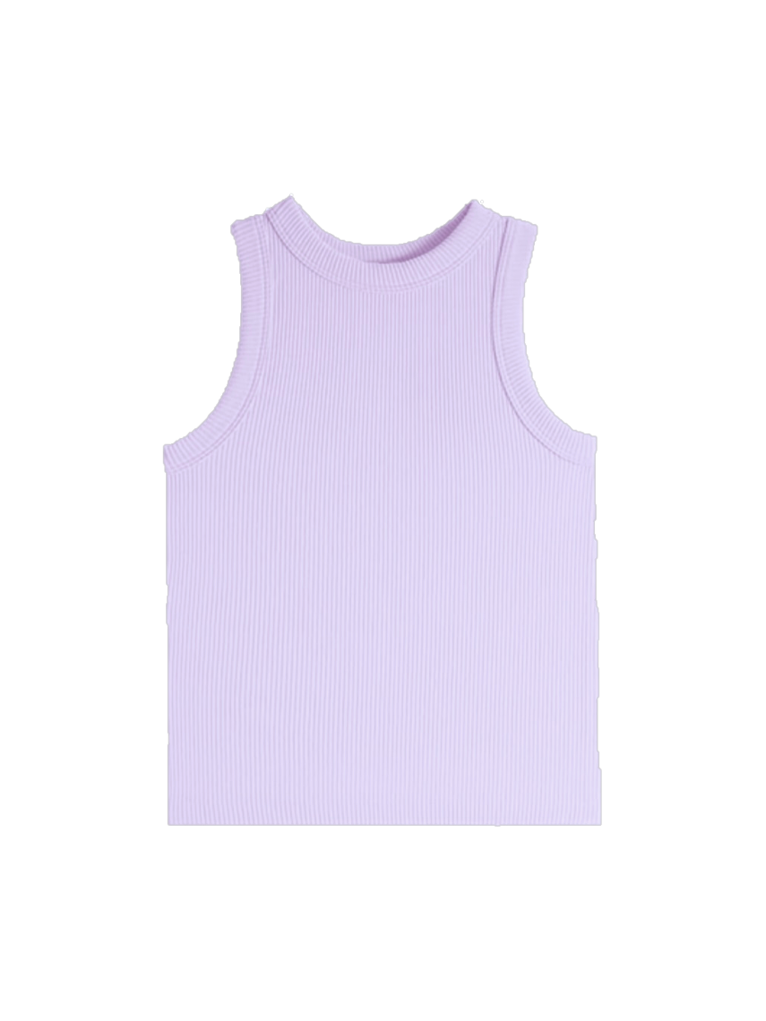 Girls High Neck Ribbed Tank - Lavender