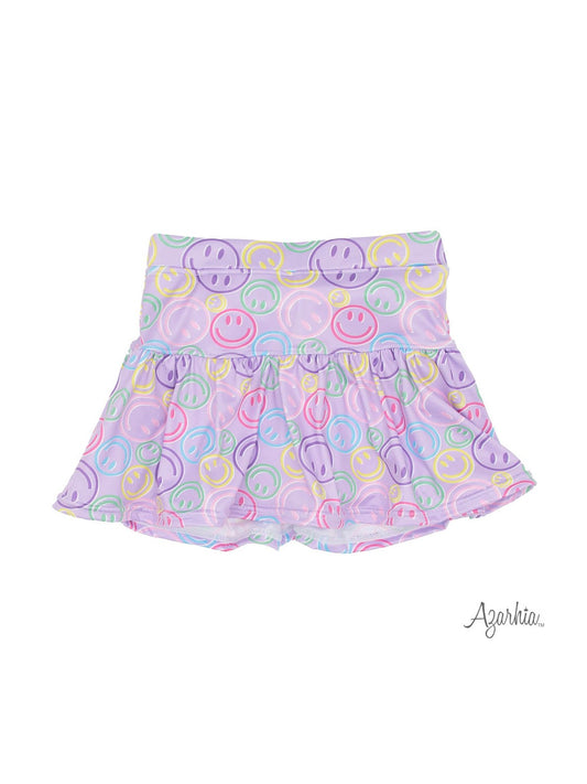 Lavender Smiley Gathered Skort