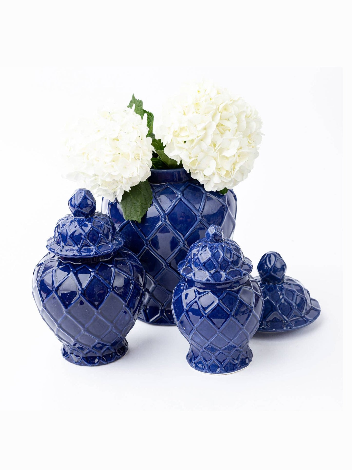 Navy Textured Ginger Jar - Small
