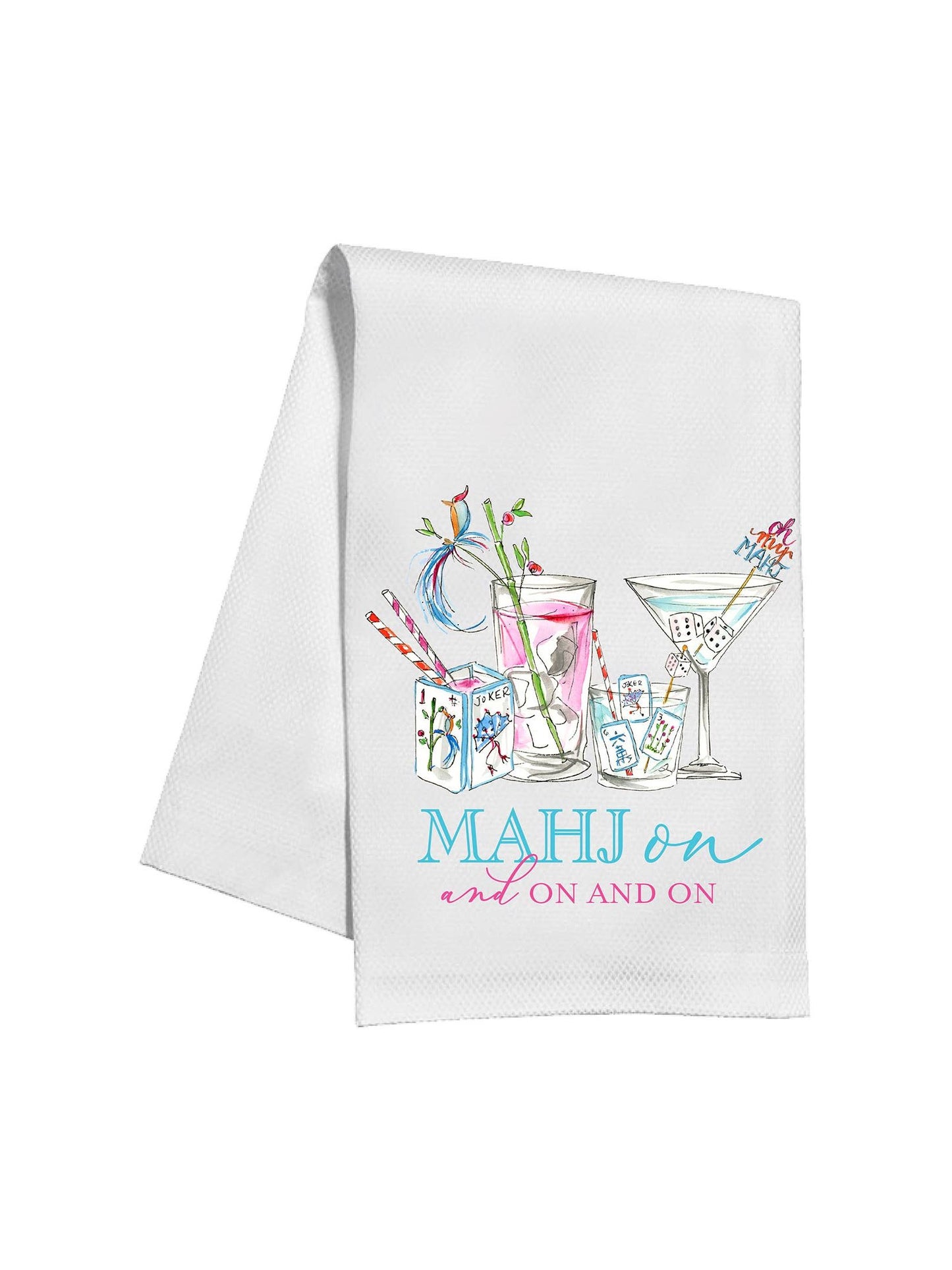 Mahjong Cocktails MAHJ on and on and on Kitchen Towel