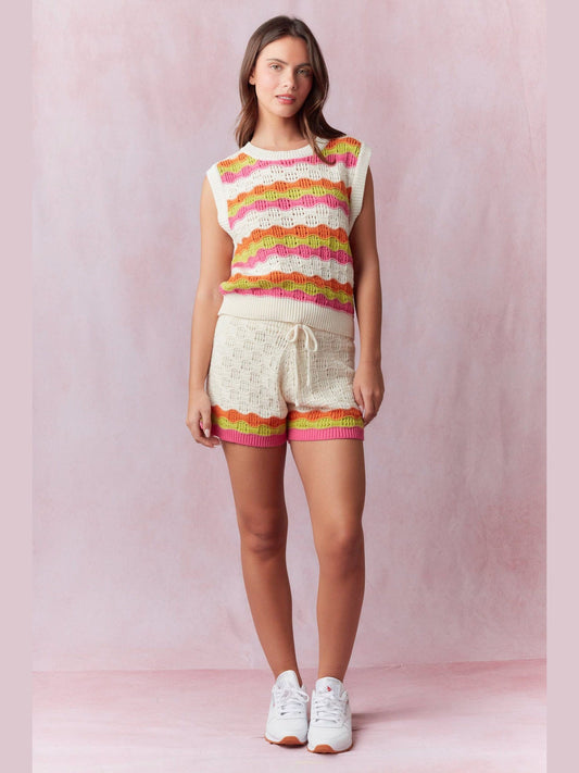 Multi Wavy Crochet Shorts