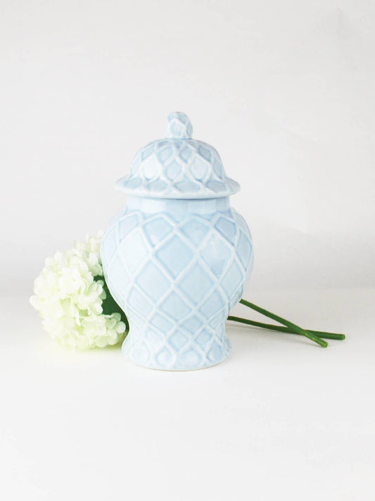 Light Blue Textured Ginger Jar - Small