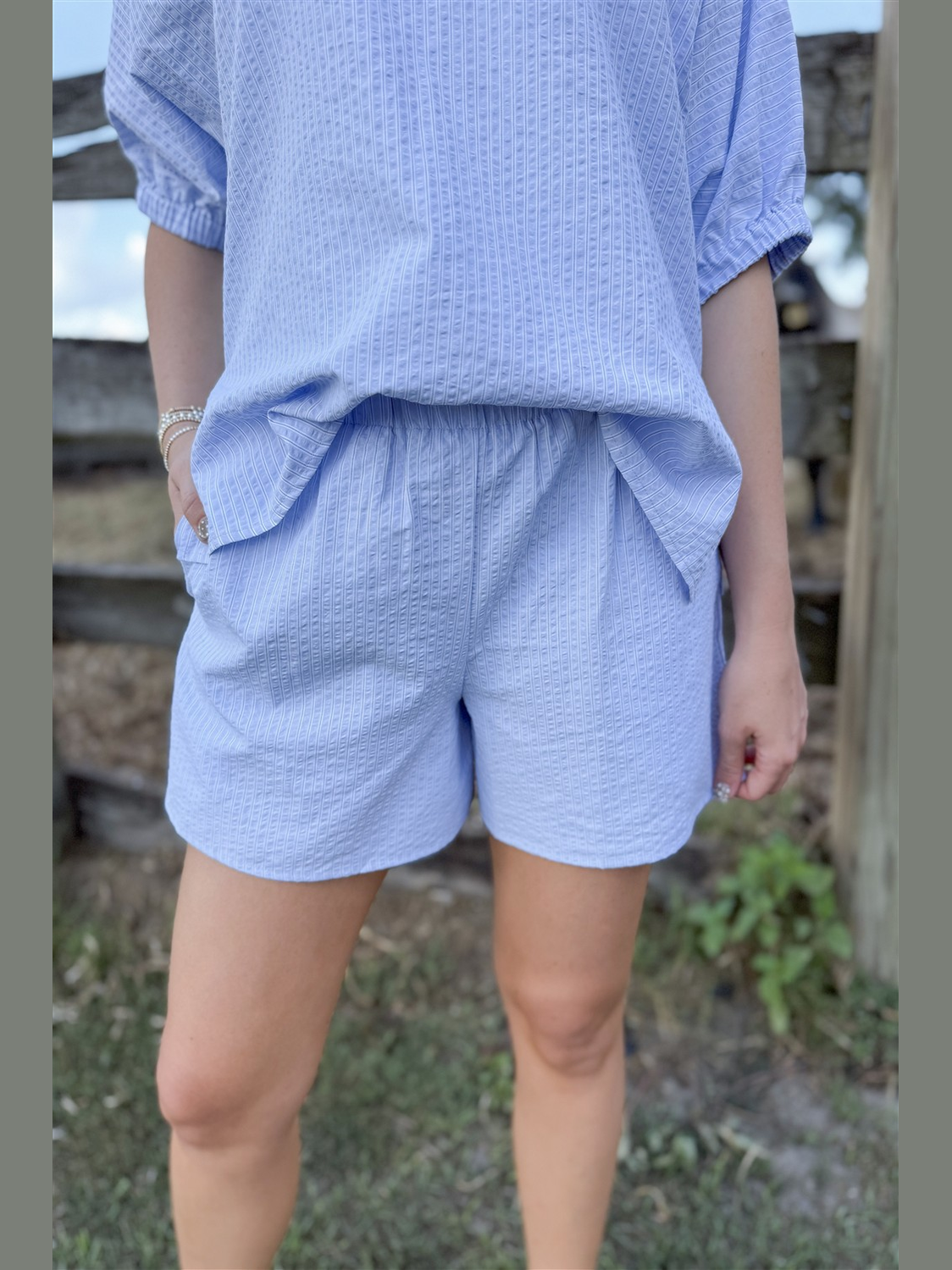 Faye Seersucker Stripe Shorts
