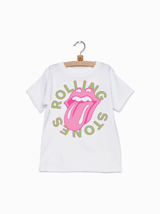 Rolling Stones Neon Puff Classic Lick White Tee