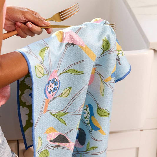 Floral Finch & Friends Microfiber Kitchen Towel
