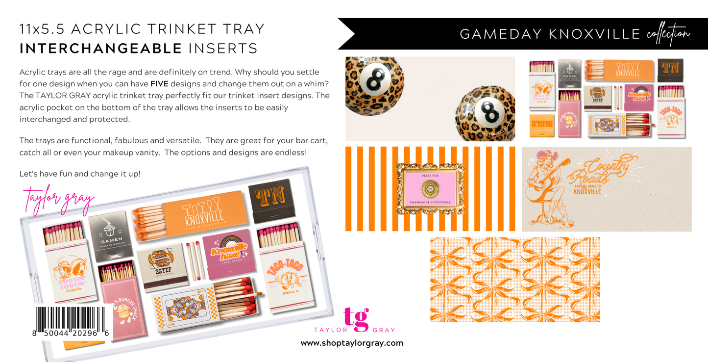 5.5x11 GAMEDAY KNOXVILLE trinket tray insert set of 5