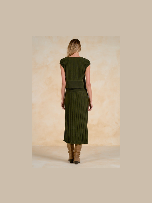 Cap Sleeve Olive Midi Dress