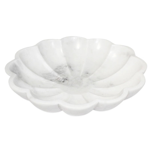 Lg. White Marble Lotus Bowl 9"Dia
