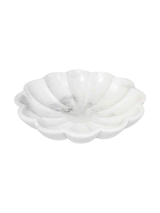 Lg. White Marble Lotus Bowl 9"Dia
