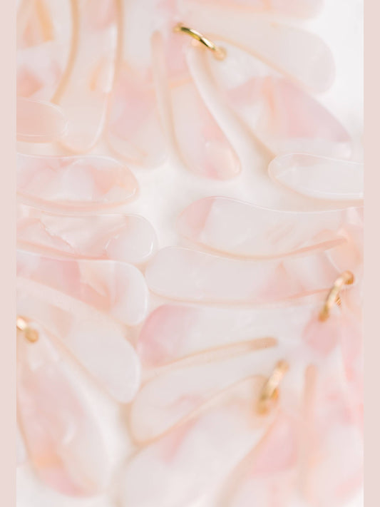 Pink Petite Palm Statement Drop Earrings
