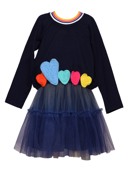 Two Layered Dress with Heart Trim and Ombre Tutu Mesh