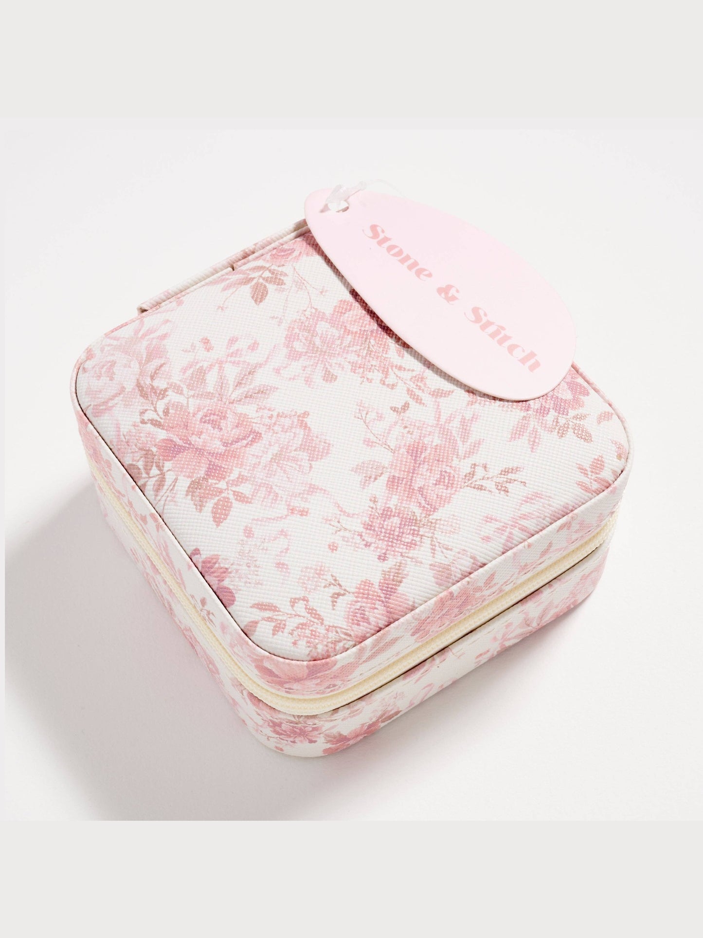 Floral Travel Jewelry Box with Mirror