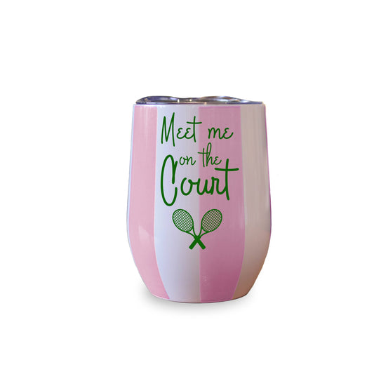 Insulated Wine Tumbler (Pink/White) - Meet Me Tennis