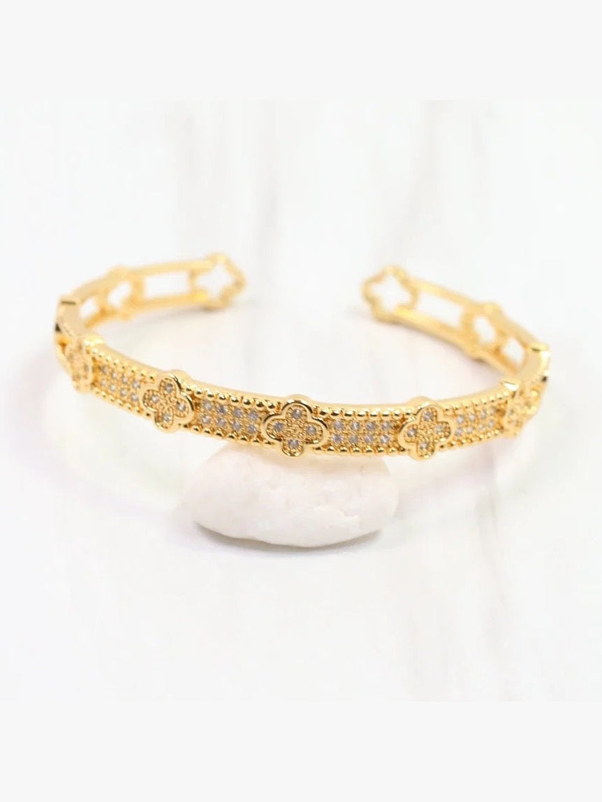 Grettel CZ Clover Cuff Bracelet