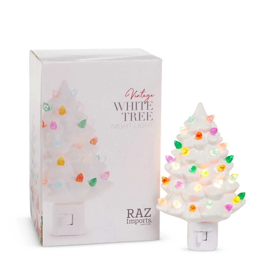Vintage Christmas Tree Night Light - White