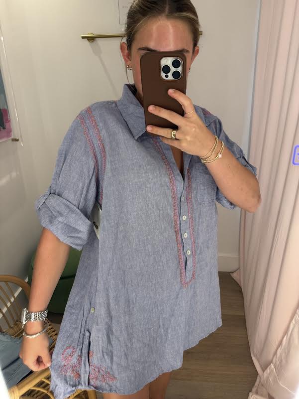 Embroidered Boyfriend Shirt