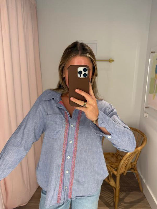 Novelty Fabric Boyfriend Shirt