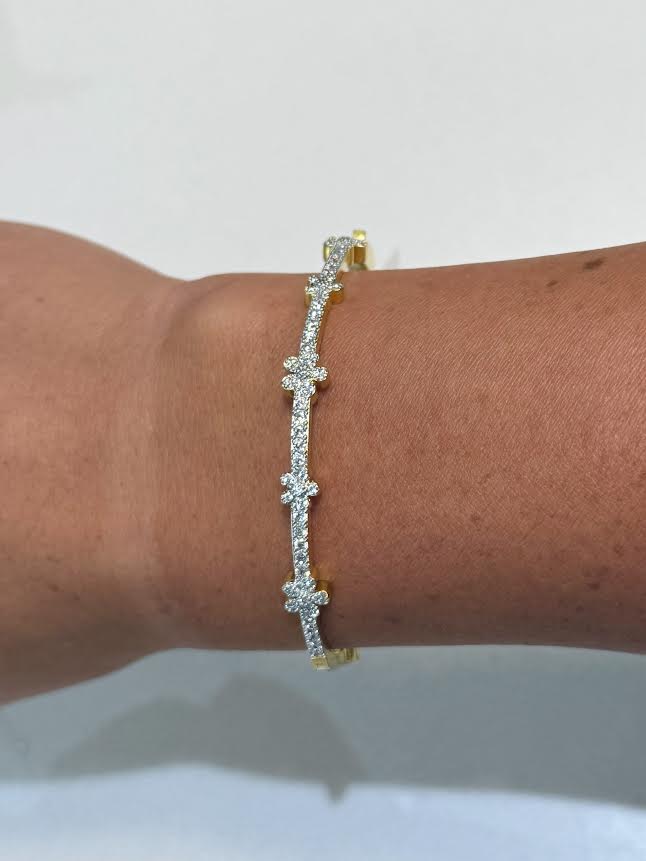 CZ & Pave Hinged Flower Bracelet