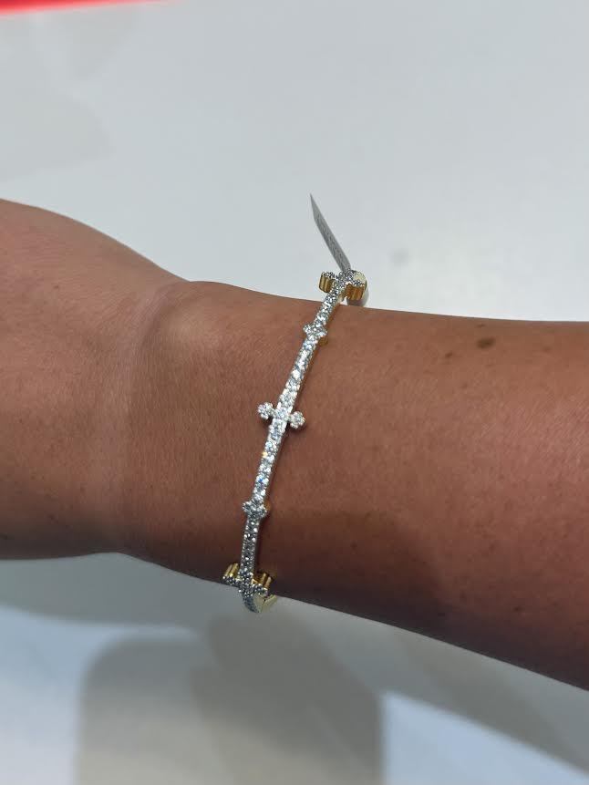CZ & Pave Hinged Cross Bracelet