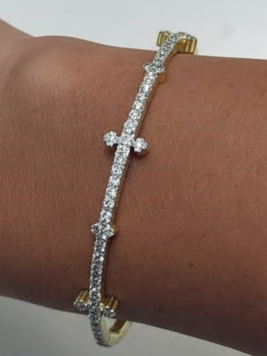 CZ & Pave Hinged Cross Bracelet