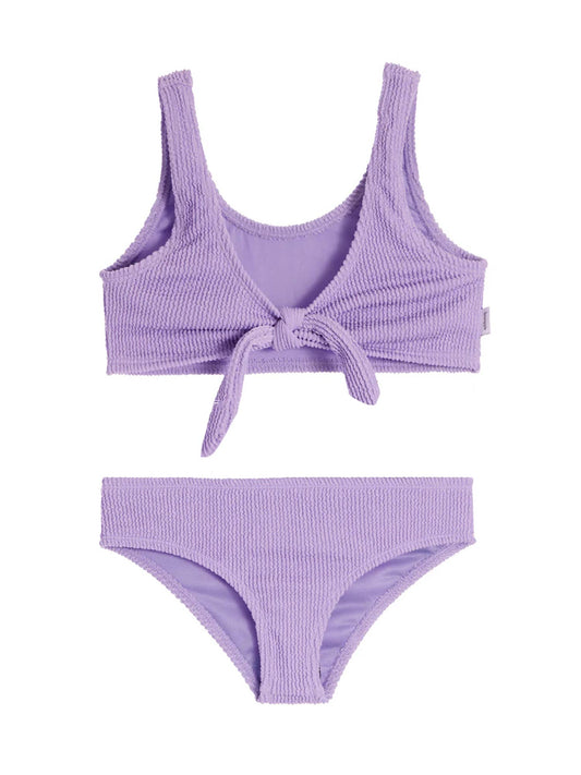 Izy Crinkle Tie Front Bikini Swimsuit Set - Amethyst