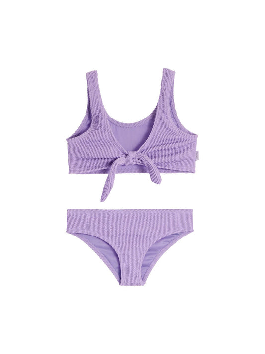 Izy Crinkle Tie Front Bikini Swimsuit Set - Amethyst
