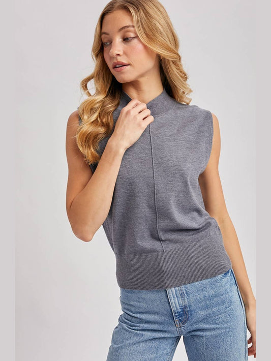 MOCK NECK KNIT SLEEVELESS TOP