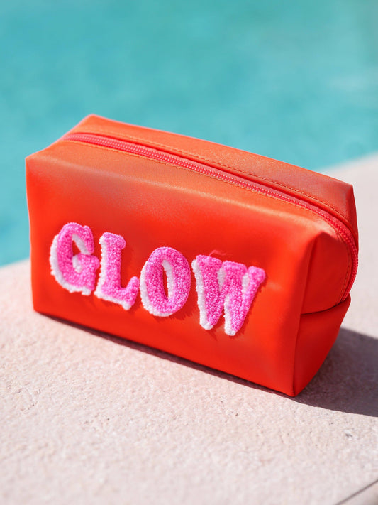"GLOW" SMALL ZIP POUCH, TOMATO