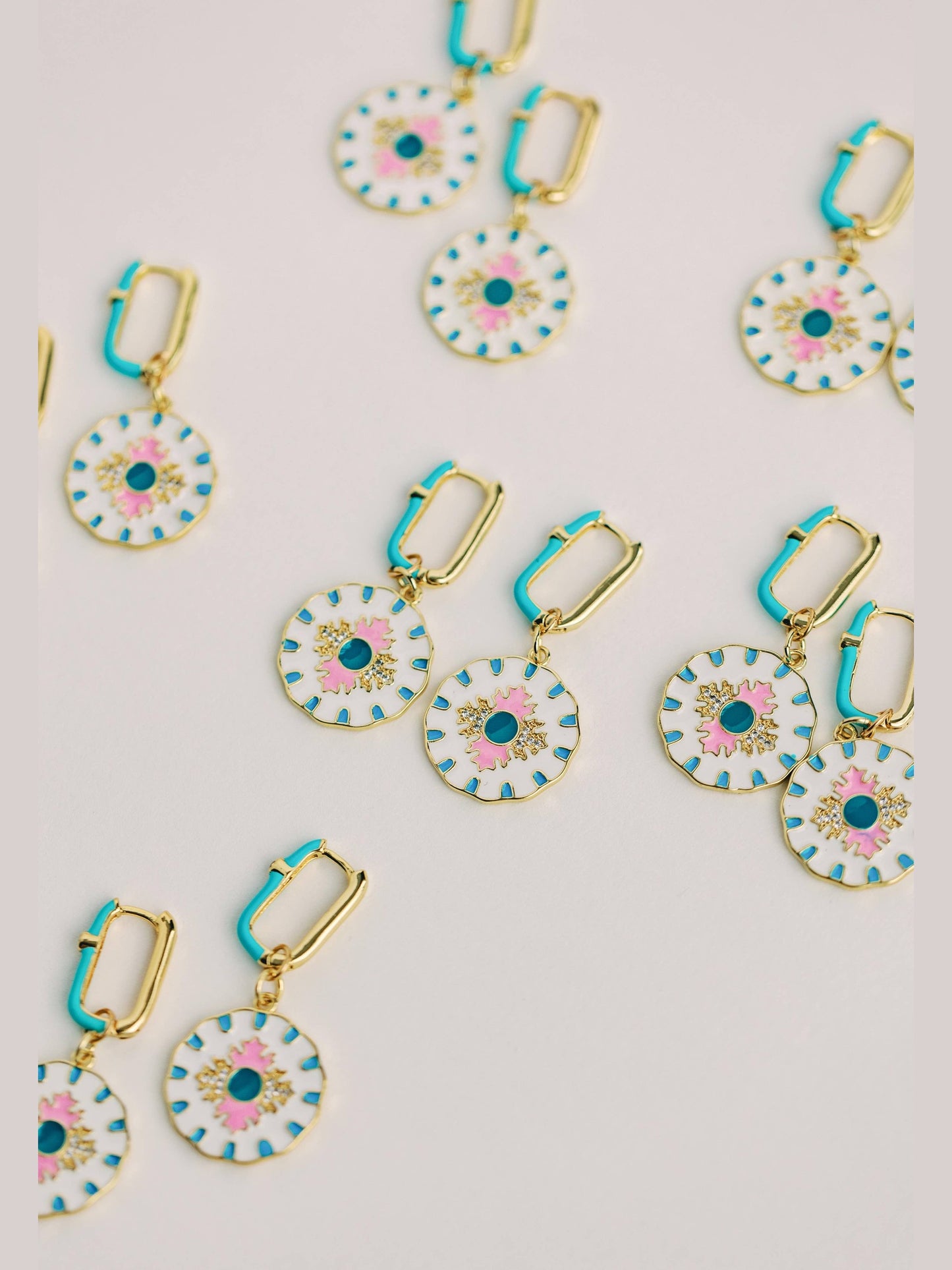 Capri Tile Enamel Charm Statement Earrings