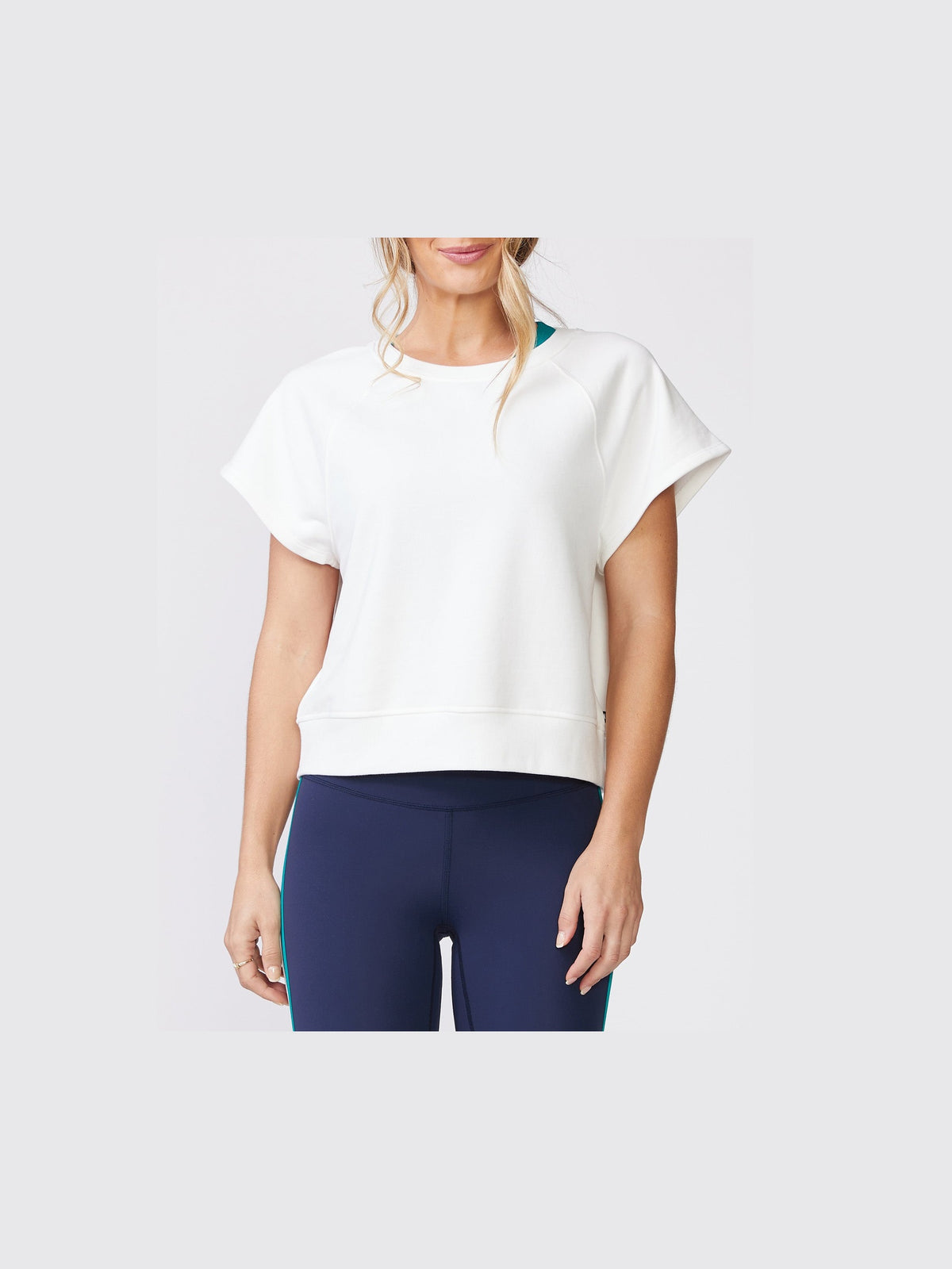 Short Sleeve Raglan Sweater - White