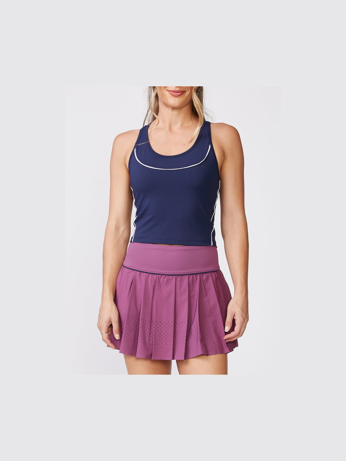 Bra Tank with Piping - Mood Indigo