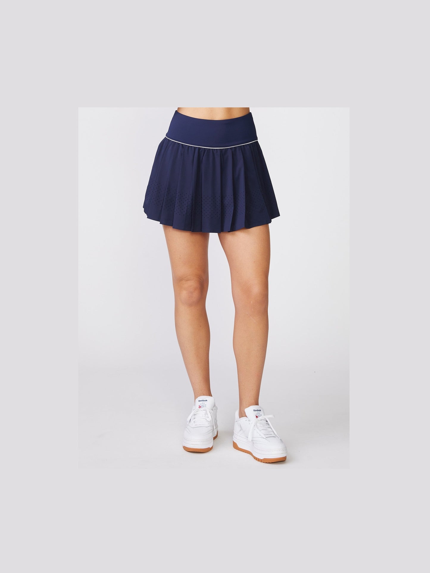 Pleated Perforated Skort - Mood Indigo