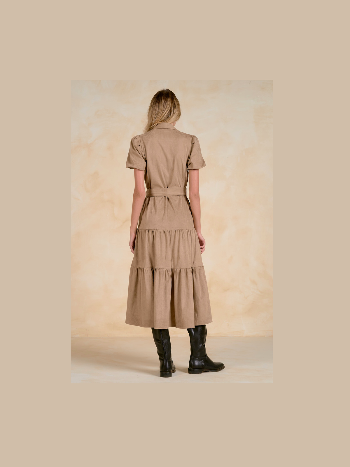 Sand Tiered Midi Dress