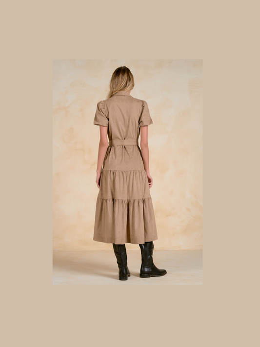 Sand Tiered Midi Dress