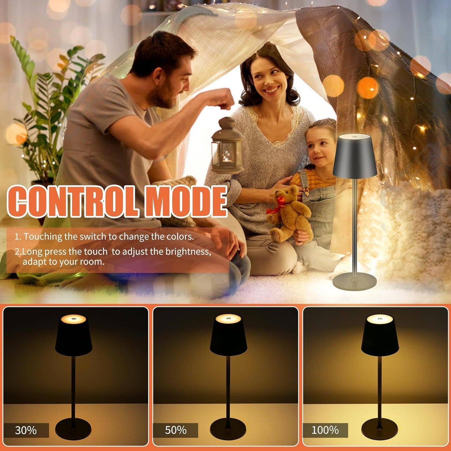 Sleek Cordless Table Lamp- Adjustable Lighting for Any Space