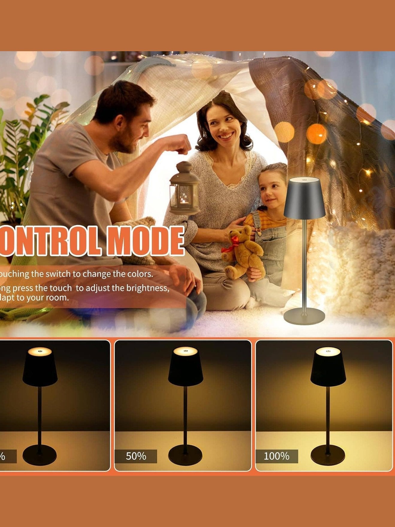 Sleek Cordless Table Lamp- Adjustable Lighting for Any Space