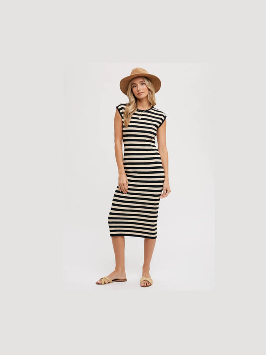 STRIPED CONTRAST TANK MIDI DRESS