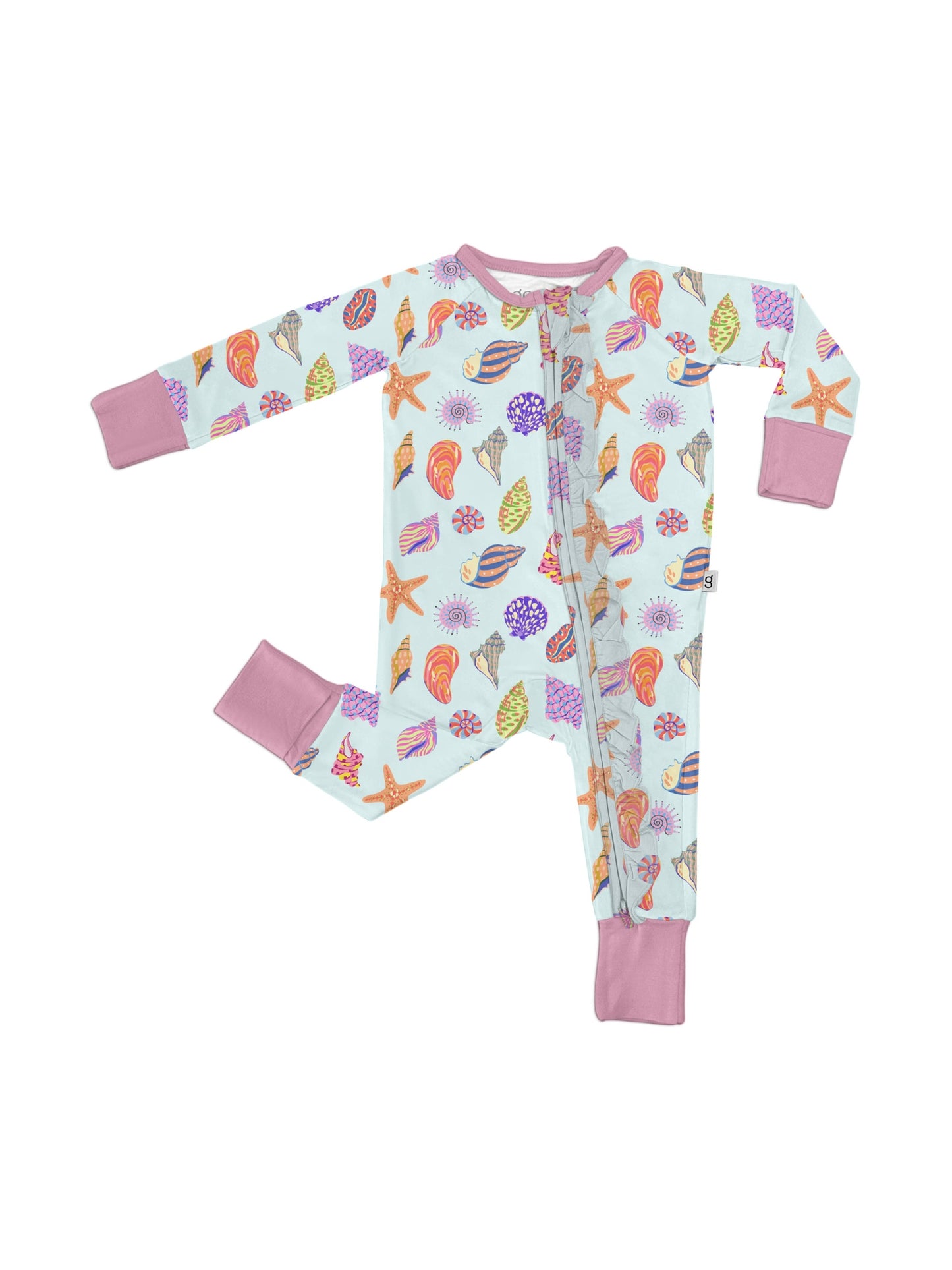 Beach Seashells - Zip Convertible Pajamas w/ Ruffles