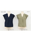 Navy V-Neck Blouse