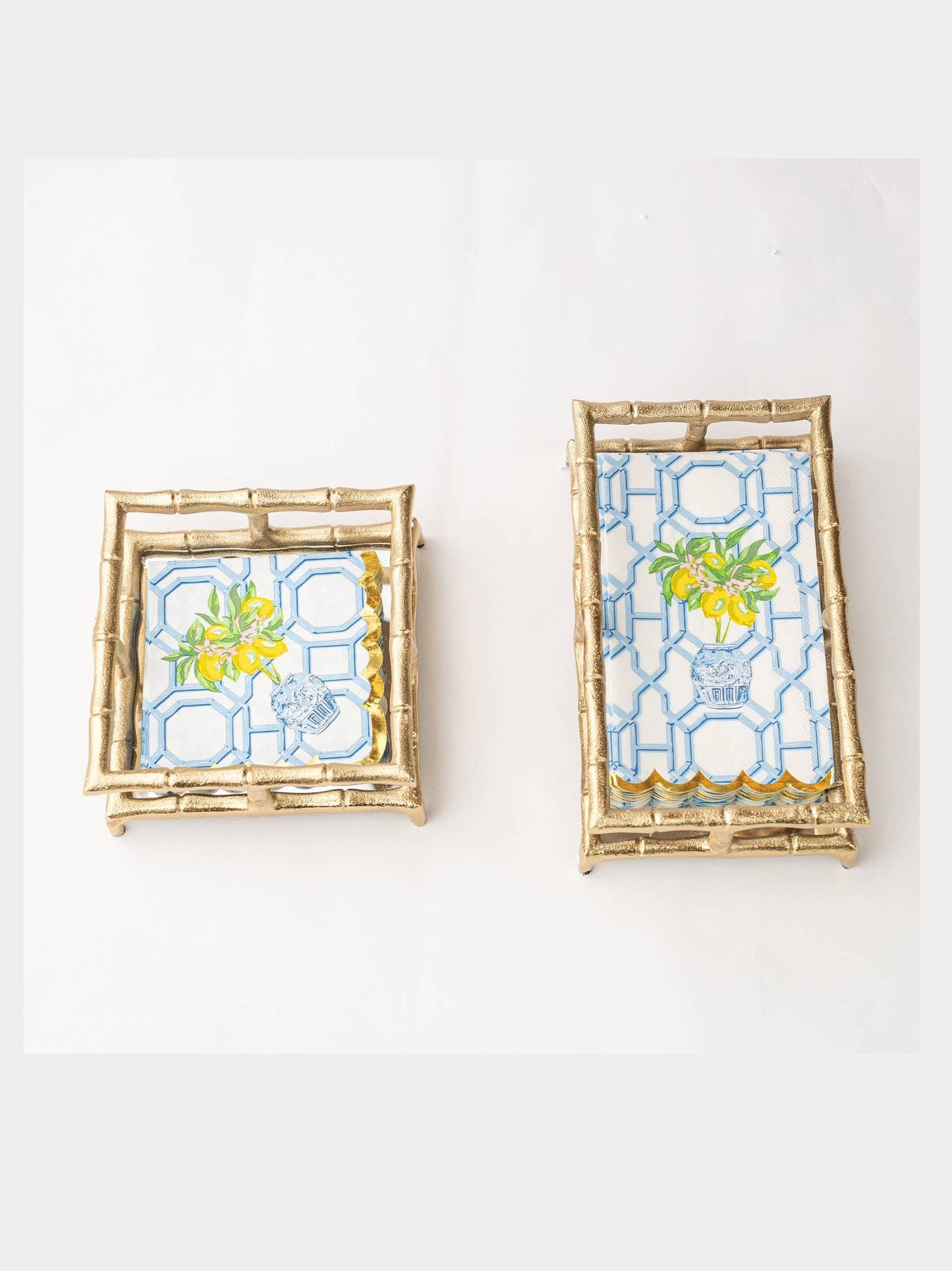 Gold Bamboo Guest Towel Tray with Mirror Base