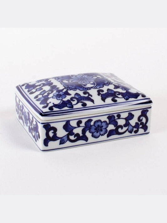 Porcelain Chinoiserie Trinket Box with Lid