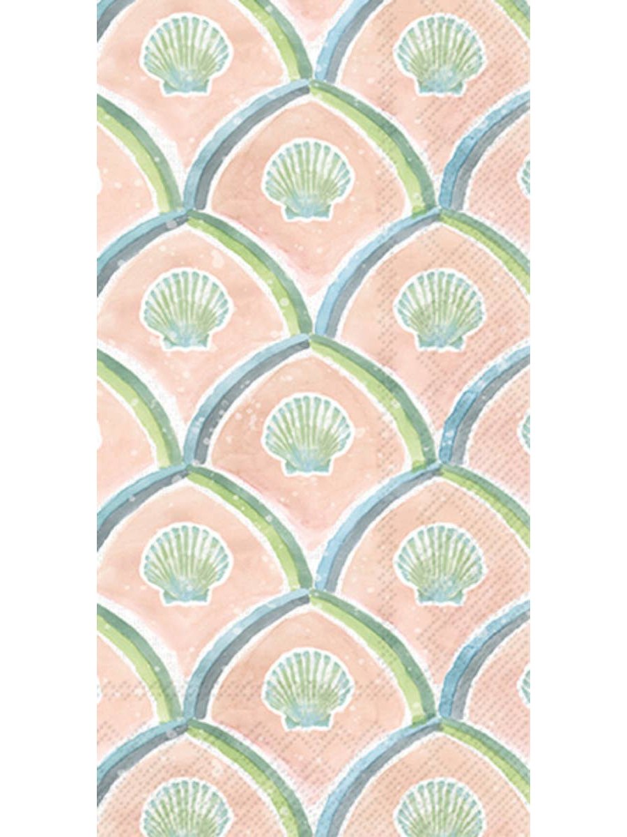 Paper Guest Towels Pack/20 Watercolor Coast Shells-Coastal