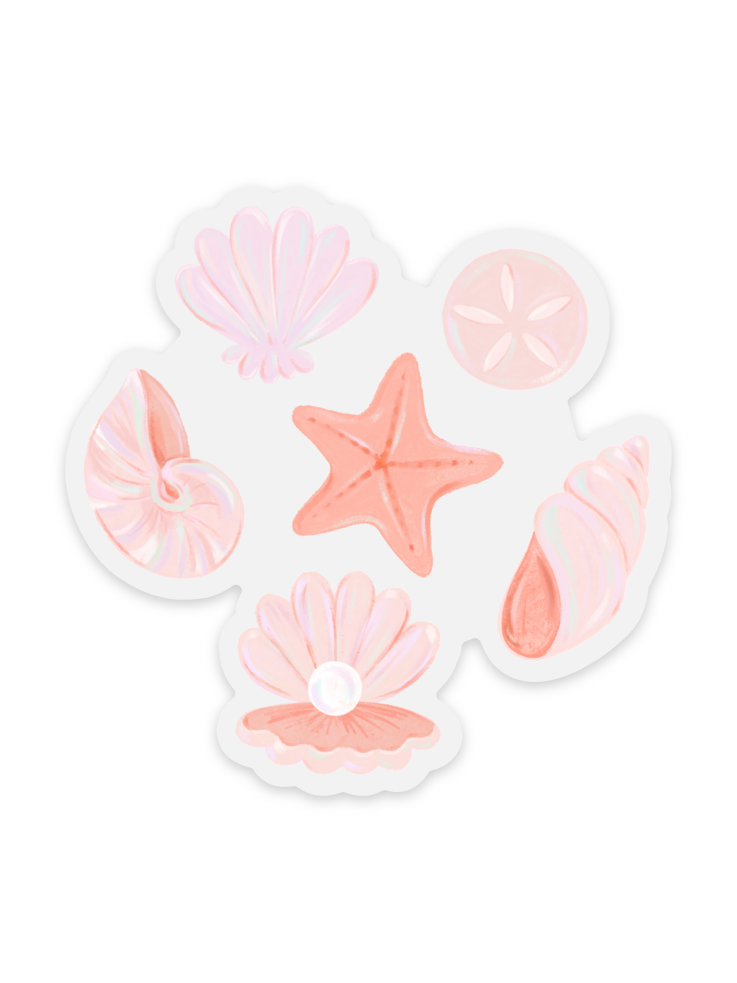 Clear Sea Shells Sticker, 2.31x3.4in
