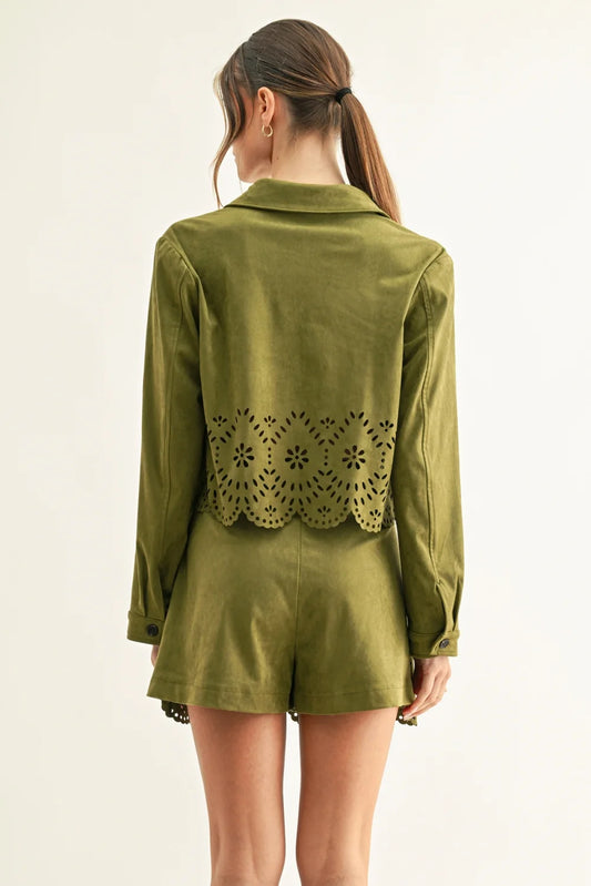 Davi Eyelet Faux Suede Skirt