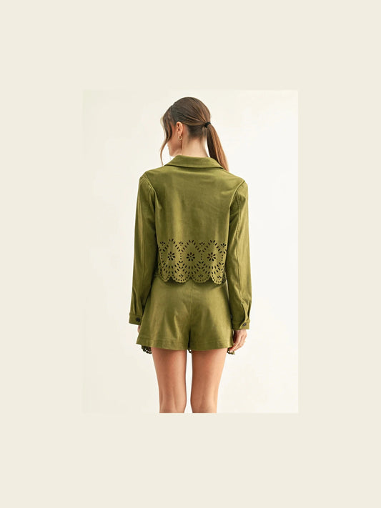 Davi Eyelet Faux Suede Skirt